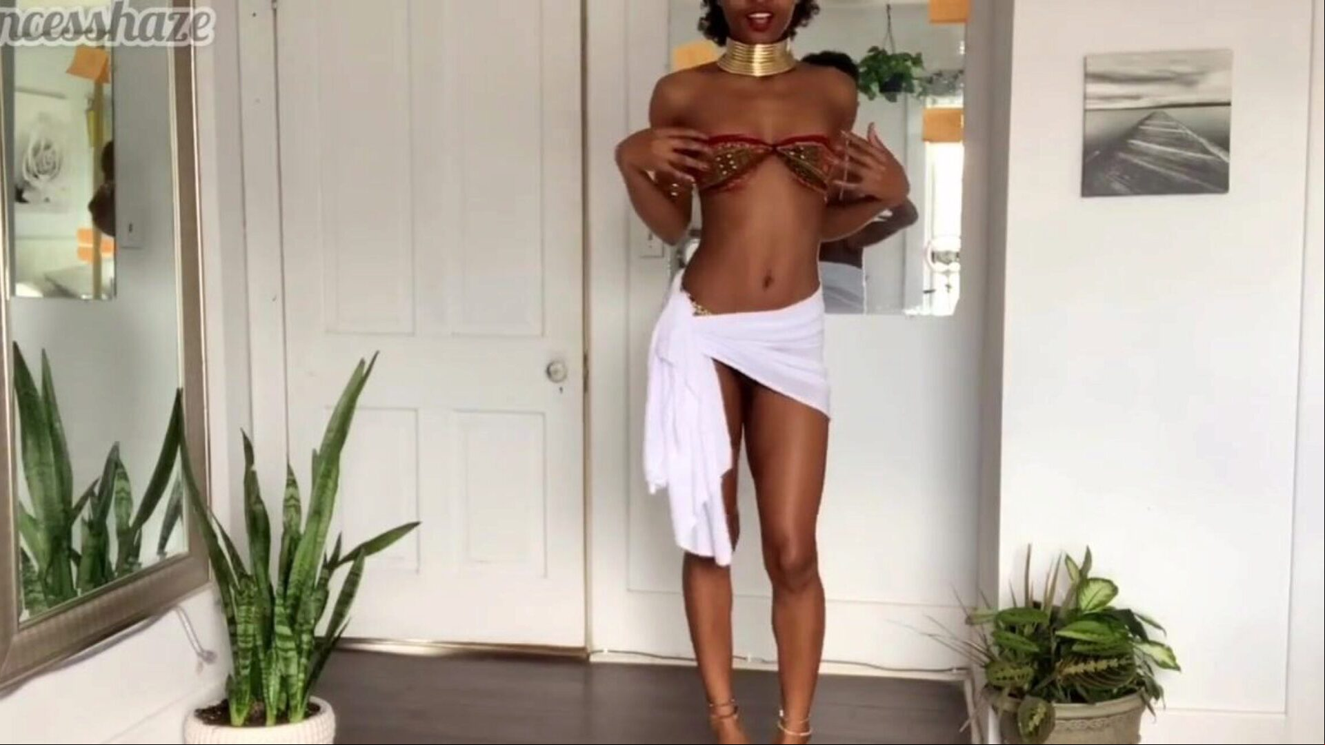 Solo Female Masturbation— Sensual Strip Tease Ended with an Intense Orgasm
